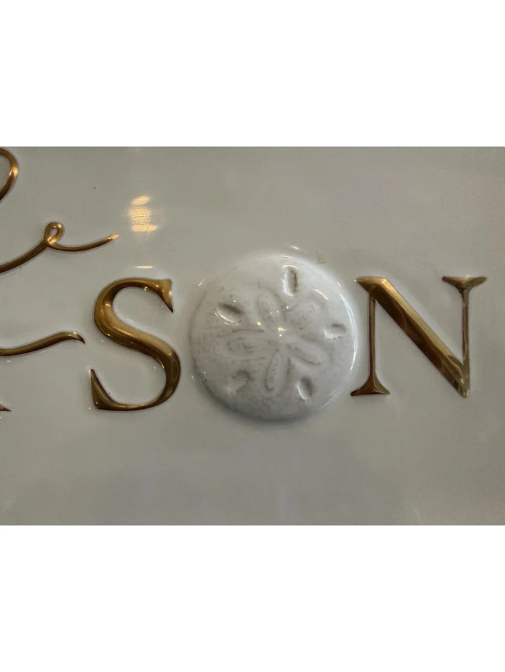 Mud Pie Gold Letters Tis The Sea-son Shell Ceramic Rectangular Serving Platter